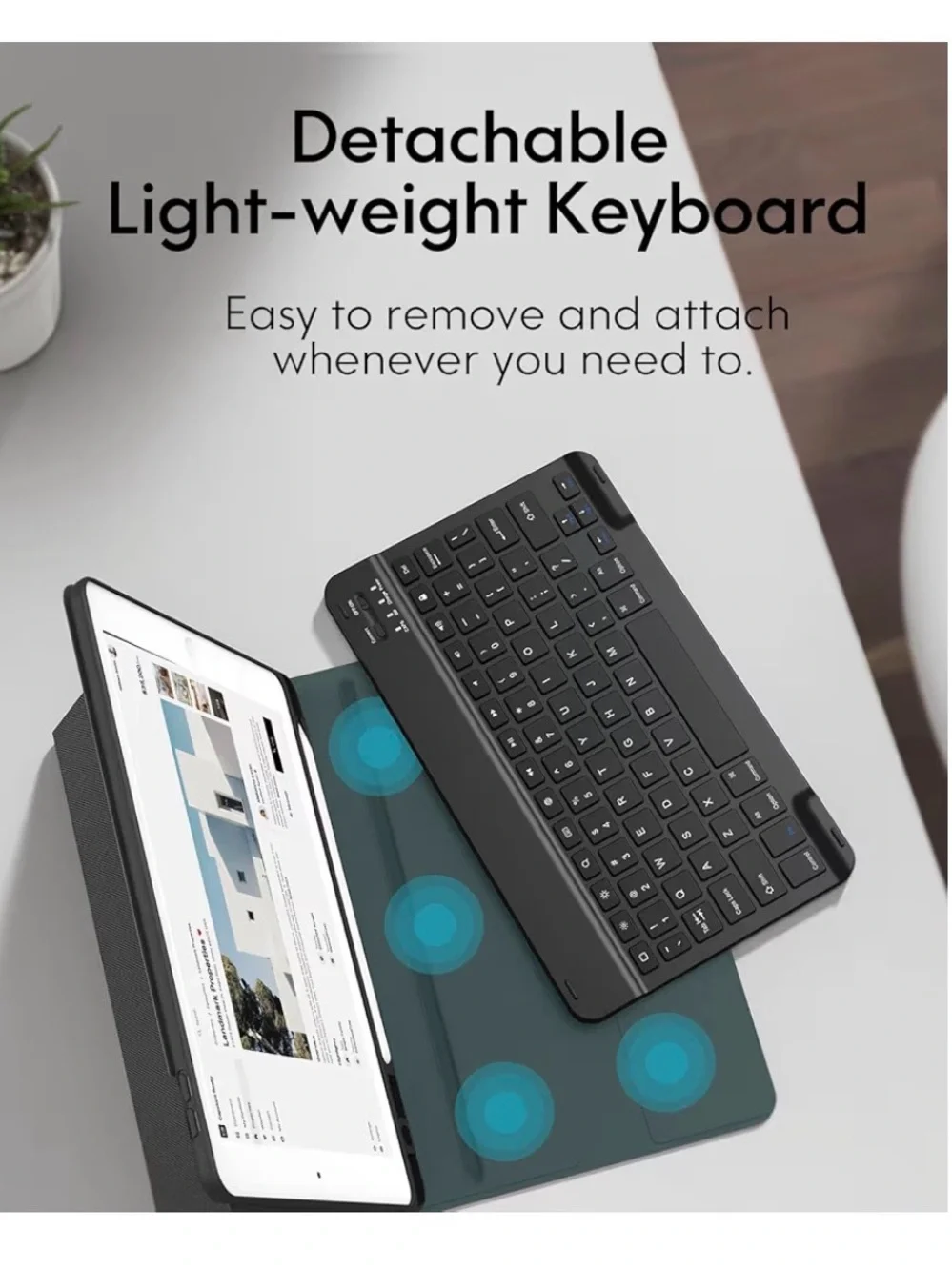 Chesona Universal Black Bluetooth Keyboard Case for iPad.
